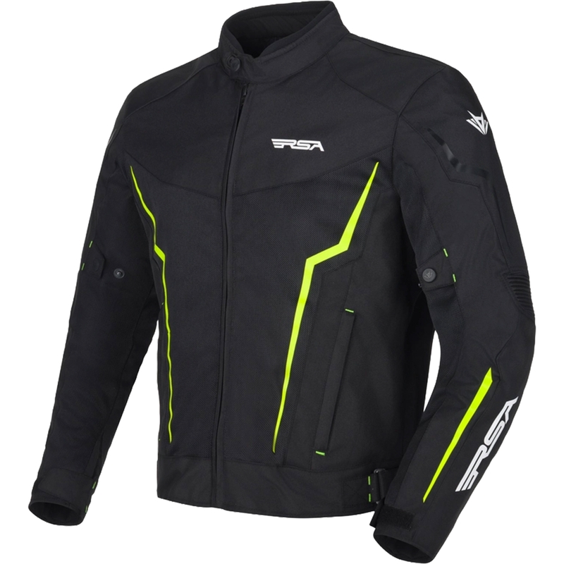 Motorcykeljakke RSA Bolt sort-hvid-fluogul