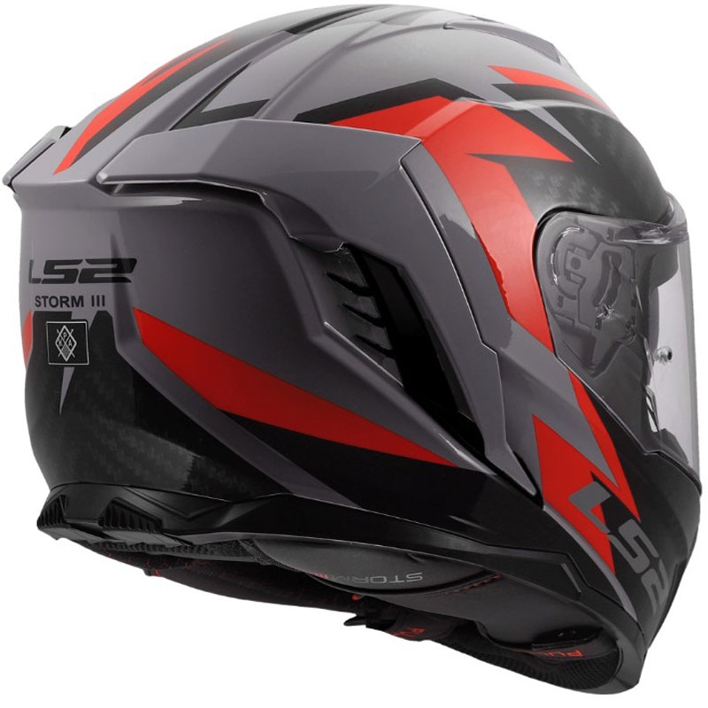 LS2 FF818 Storm III Dynamo full-face motorcykelhjelm, blank grå-rød