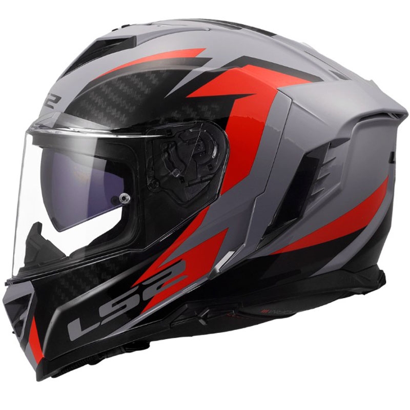 LS2 FF818 Storm III Dynamo full-face motorcykelhjelm, blank grå-rød