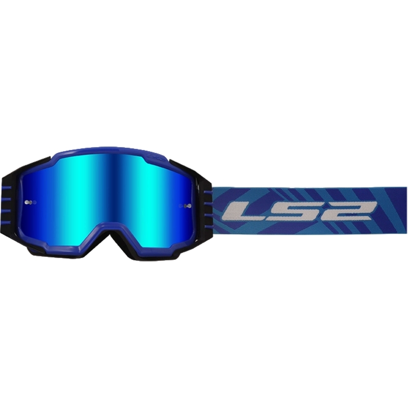 LS2 Charger PRO motocrossbriller blå med iridium plexi