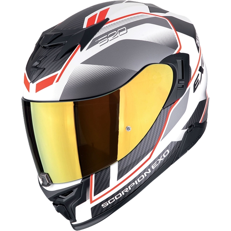 Integreret motorcykelhjelm Scorpion EXO-520 EVO AIR LENA mat hvid-sølv-rød udsalg