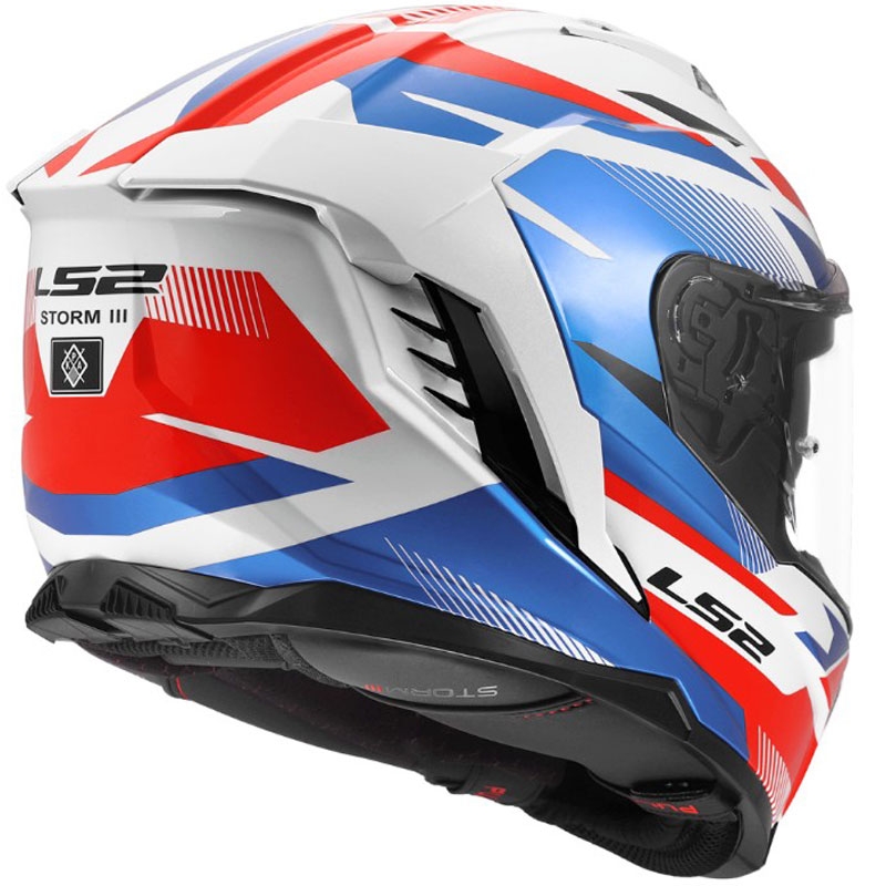 LS2 FF818 Storm III Komai full-face motorcykelhjelm blank hvid-blå-rød