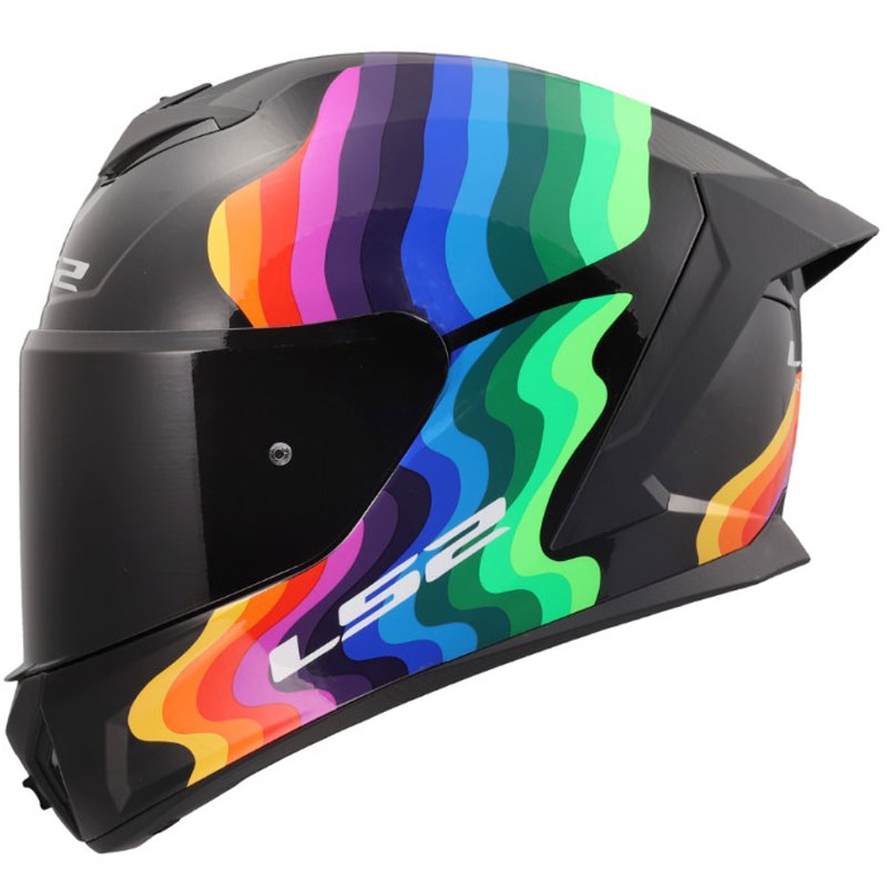 LS2 FF820 Rapid III Flow full-face motorcykelhjelm, blank sort/multicolor