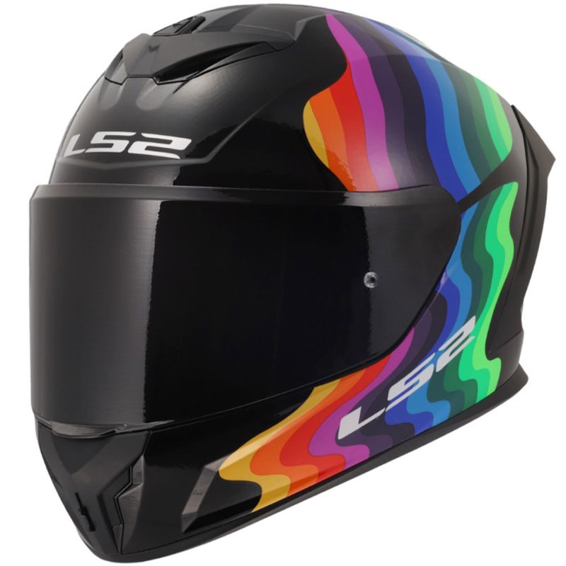 LS2 FF820 Rapid III Flow full-face motorcykelhjelm, blank sort/multicolor