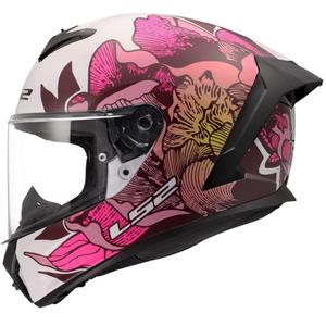 LS2 FF820 Rapid III Poppies II full-face motorcykelhjelm, blank hvid-pink