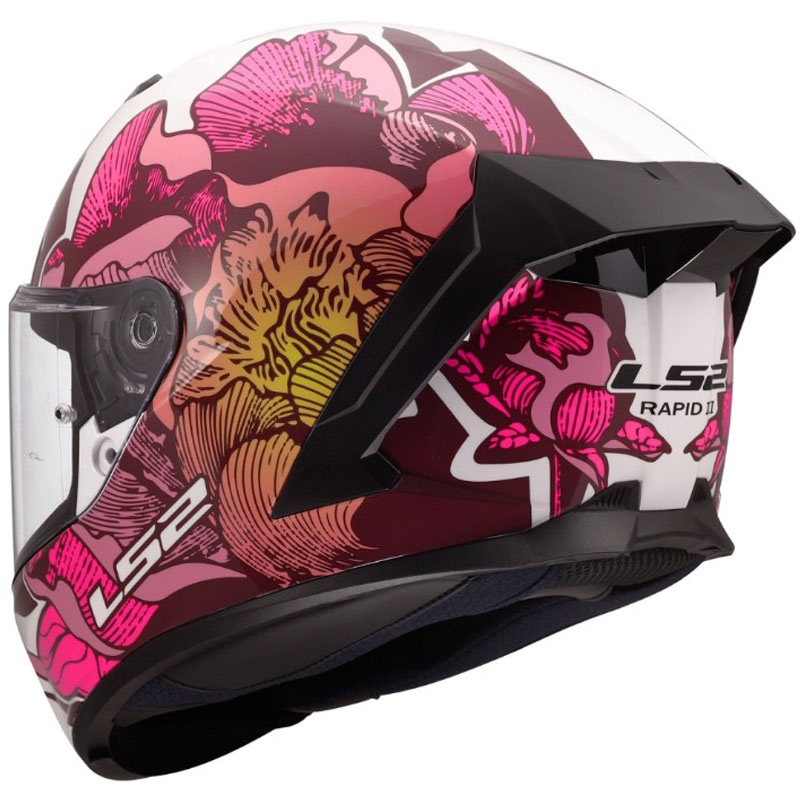 LS2 FF820 Rapid III Poppies II full-face motorcykelhjelm, blank hvid-pink