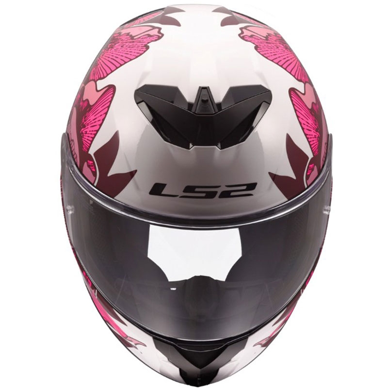 LS2 FF820 Rapid III Poppies II full-face motorcykelhjelm, blank hvid-pink