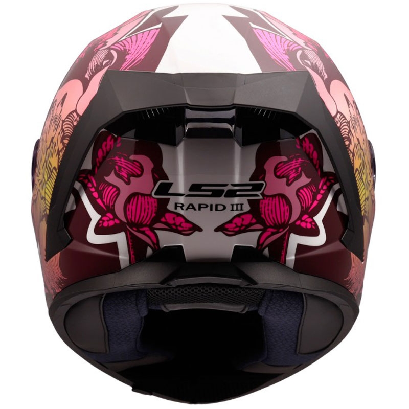 LS2 FF820 Rapid III Poppies II full-face motorcykelhjelm, blank hvid-pink