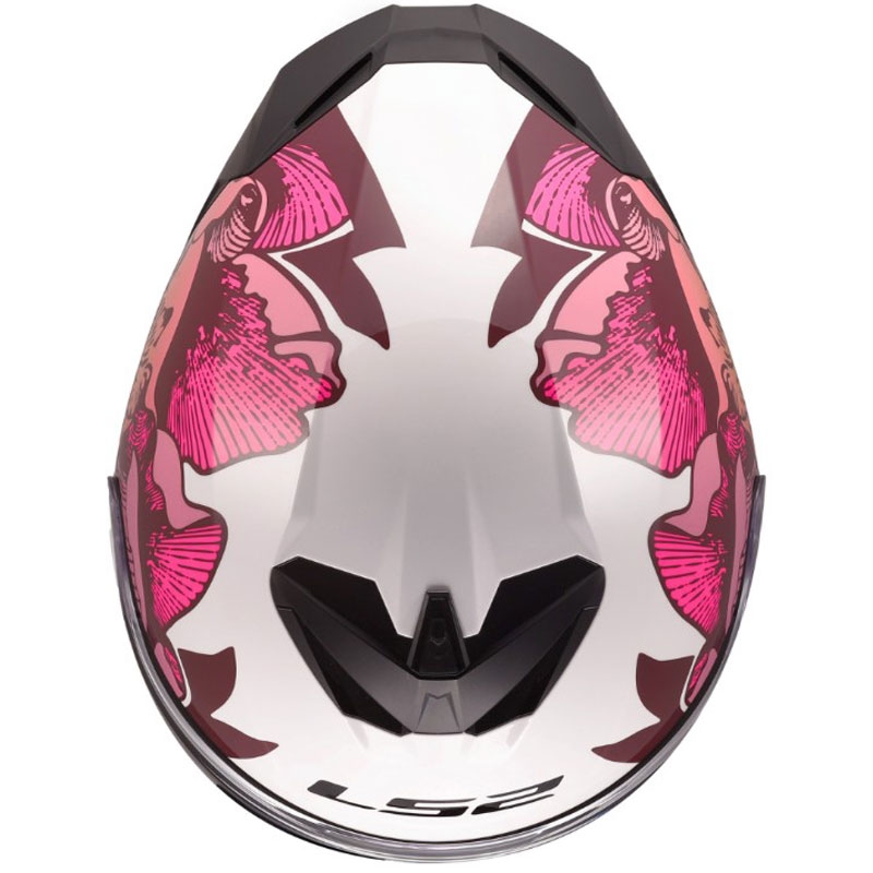 LS2 FF820 Rapid III Poppies II full-face motorcykelhjelm, blank hvid-pink