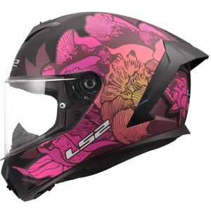 LS2 FF820 Rapid III Poppies II full-face motorcykelhjelm mat sort-pink