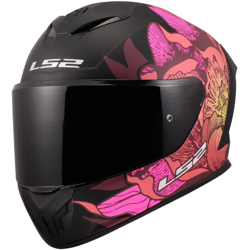 LS2 FF820 Rapid III Poppies II full-face motorcykelhjelm mat sort-pink