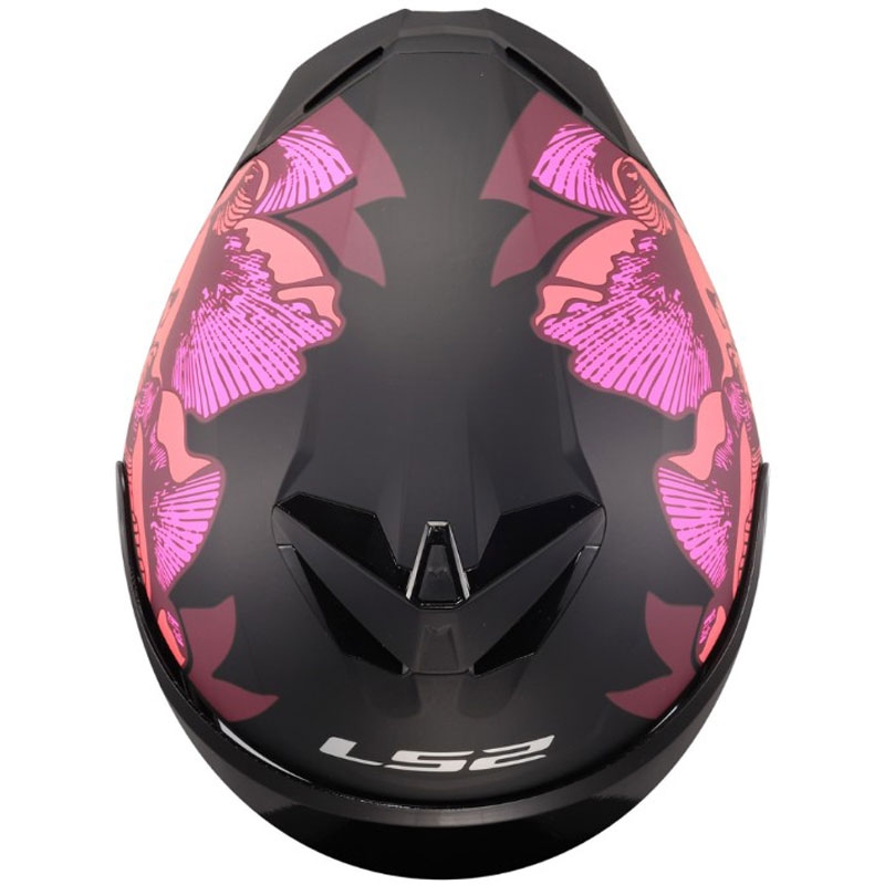 LS2 FF820 Rapid III Poppies II full-face motorcykelhjelm mat sort-pink