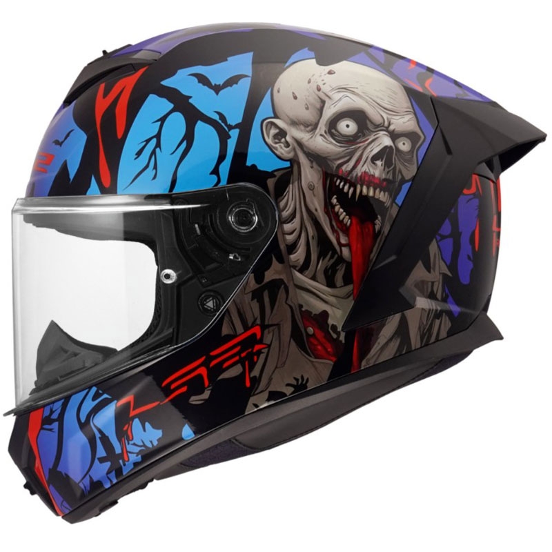 Integralhjelm LS2 FF820 Rapid III Zombie II blank sort-rød-blå