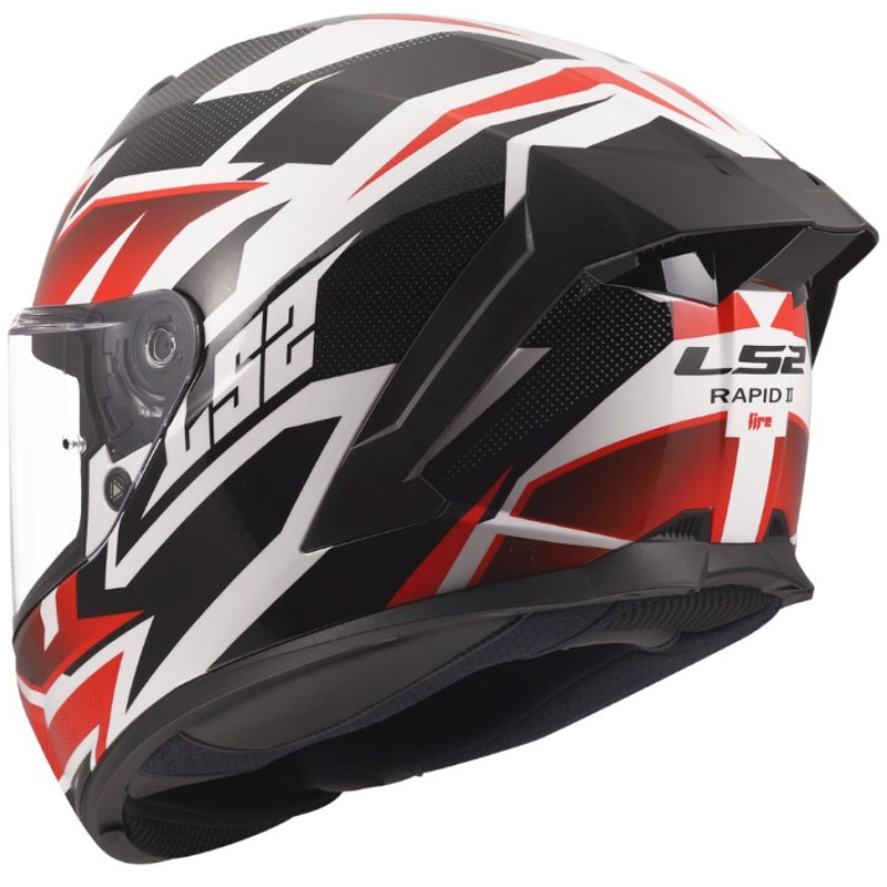 LS2 FF820 Rapid III Xtrem integralhjelm i blank hvid-sort-rød