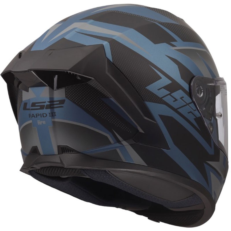LS2 FF820 Rapid III Xtrem integralhjelm, mat sort-blå-petrol