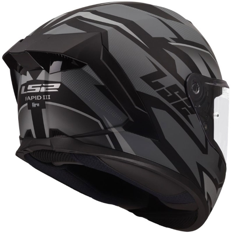 LS2 FF820 Rapid III Xtrem full-face motorcykelhjelm mat sort-grå
