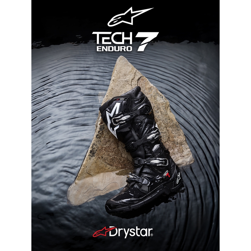 Motorcykelstøvler Alpinestars Tech 7 Enduro Drystar, Sort