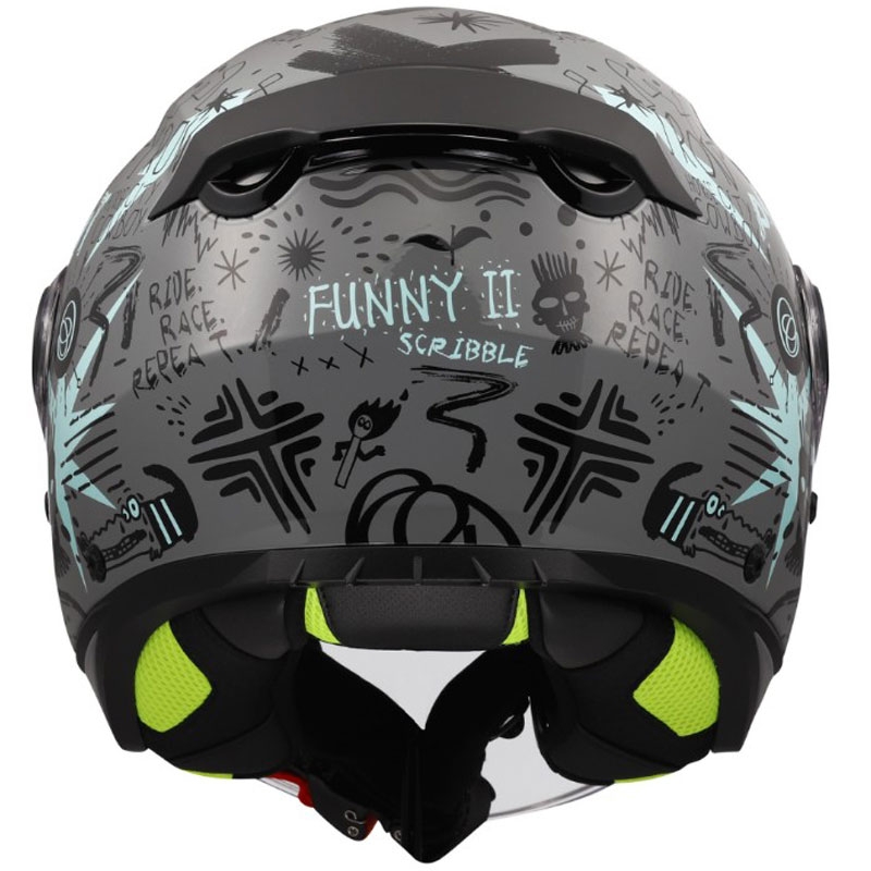 Børne åben motorcykelhjelm LS2 OF622 Funny II Scribble blank gråblå
