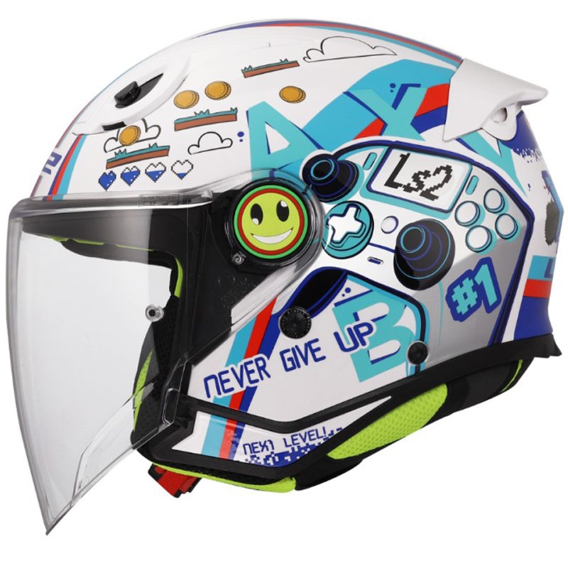 Børne åben motorcykelhjelm LS2 OF622 Funny II Next Lever blank hvid