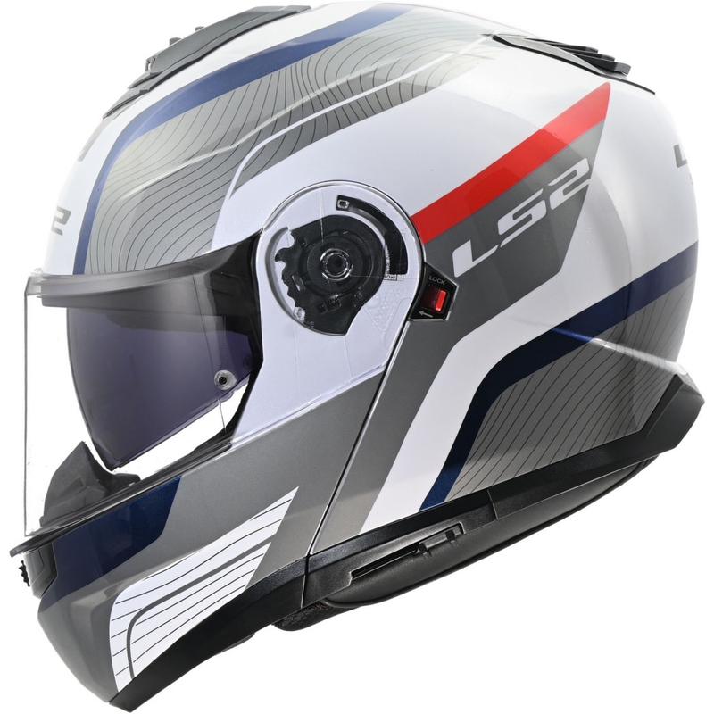 Flip-up hjelm LS2 FF908 Strobe II Monza blank hvid-blå-rød