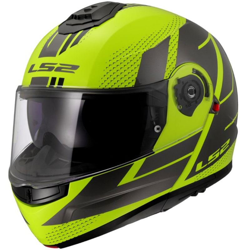 Flip-up hjelm LS2 FF908 Strobe II Code skinnende fluo gul-sort