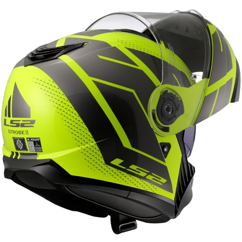 Flip-up hjelm LS2 FF908 Strobe II Code skinnende fluo gul-sort