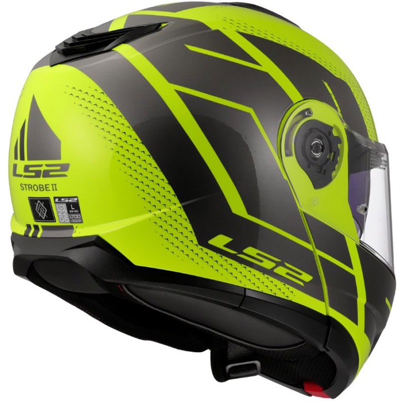 Flip-up hjelm LS2 FF908 Strobe II Code skinnende fluo gul-sort