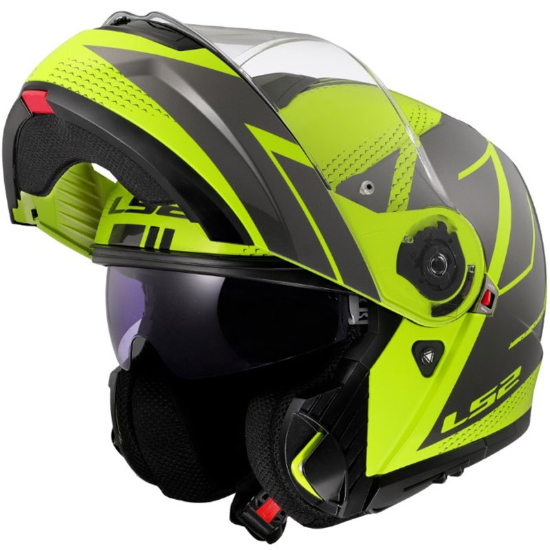 Flip-up hjelm LS2 FF908 Strobe II Code skinnende fluo gul-sort