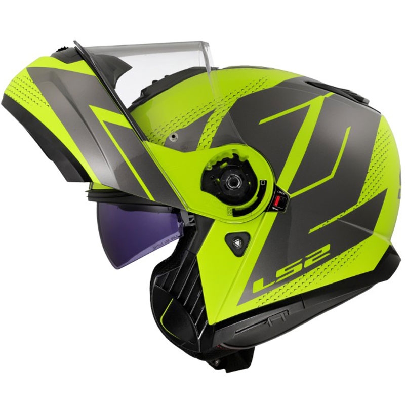 Flip-up hjelm LS2 FF908 Strobe II Code skinnende fluo gul-sort