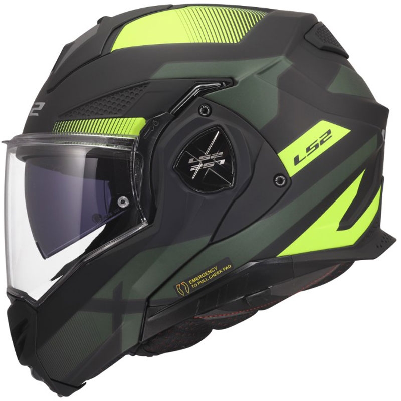 Flip-up motorcykelhjelm LS2 FF901 Advant X Nova mat fluo gul-sort
