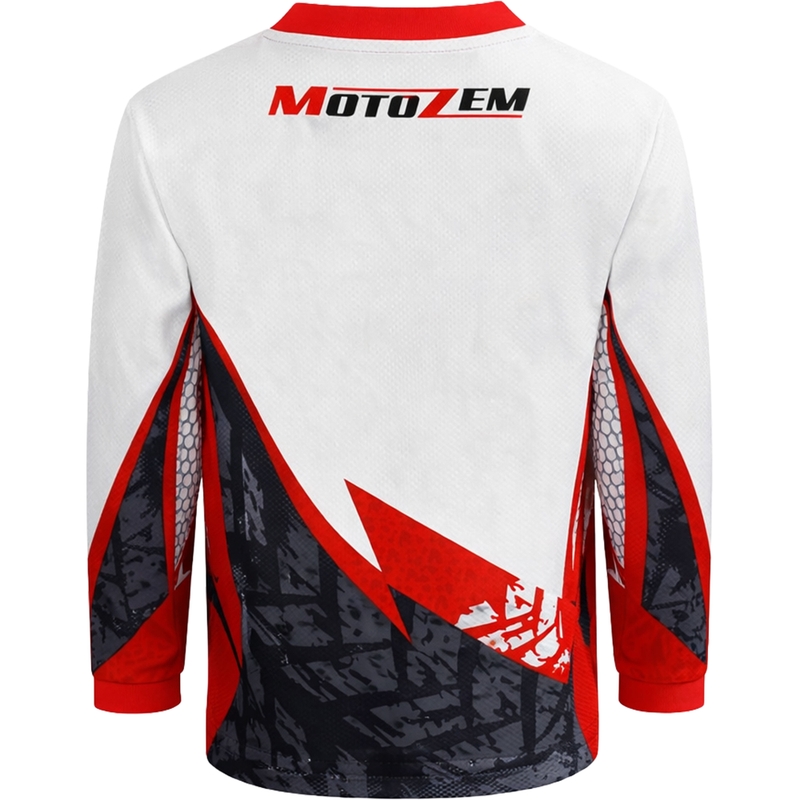 Børne motocross trøje MotoZem Ground MX hvid-sort-rød