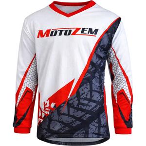 Børne motocross trøje MotoZem Ground MX hvid-sort-rød