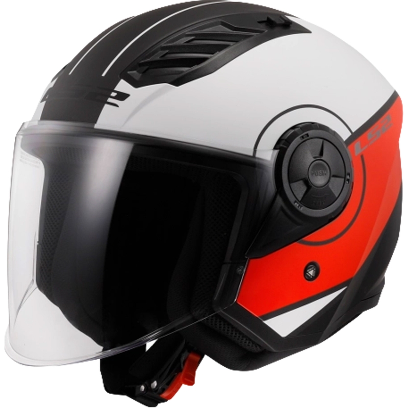 Åben motorcykelhjelm LS2 OF616 Airflow II Cover mat hvid og rød