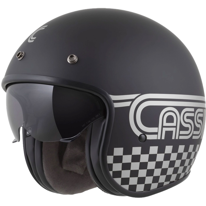 Cassida Oxygen 2.0 Rondo open face motorcykelhjelm mat sort-sølv