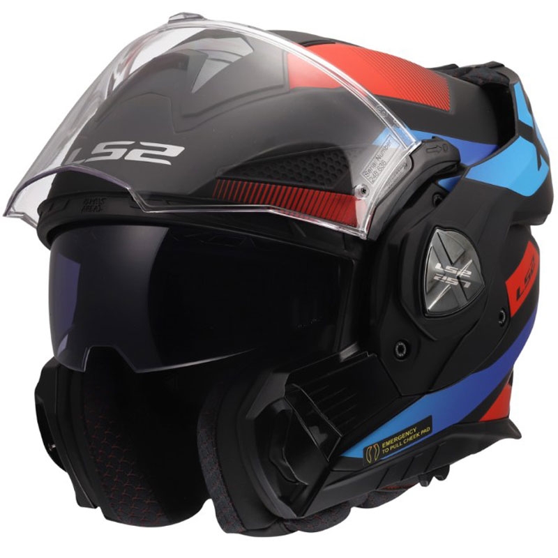 Flip-up motorcykelhjelm LS2 FF901 Advant X Nova mat sort-rød-blå