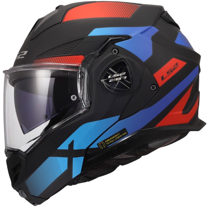 Flip-up motorcykelhjelm LS2 FF901 Advant X Nova mat sort-rød-blå