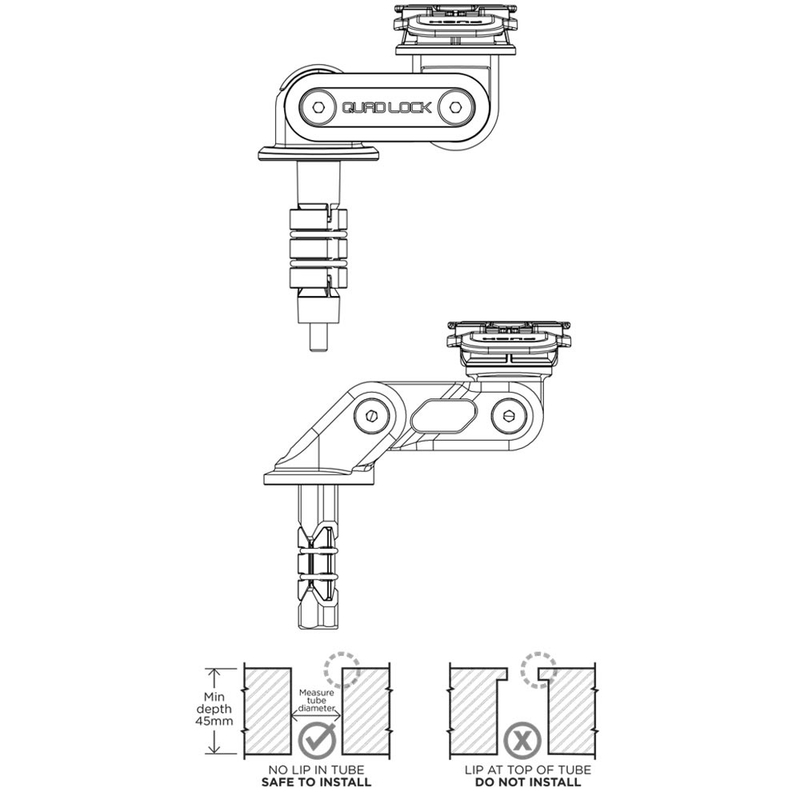 Quad Lock® ratstammebeslag, sort
