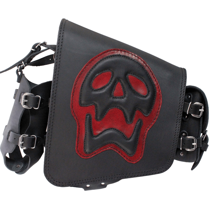 Læder motorcykeltaske RSA S493 Skull HD Softail sort-rød