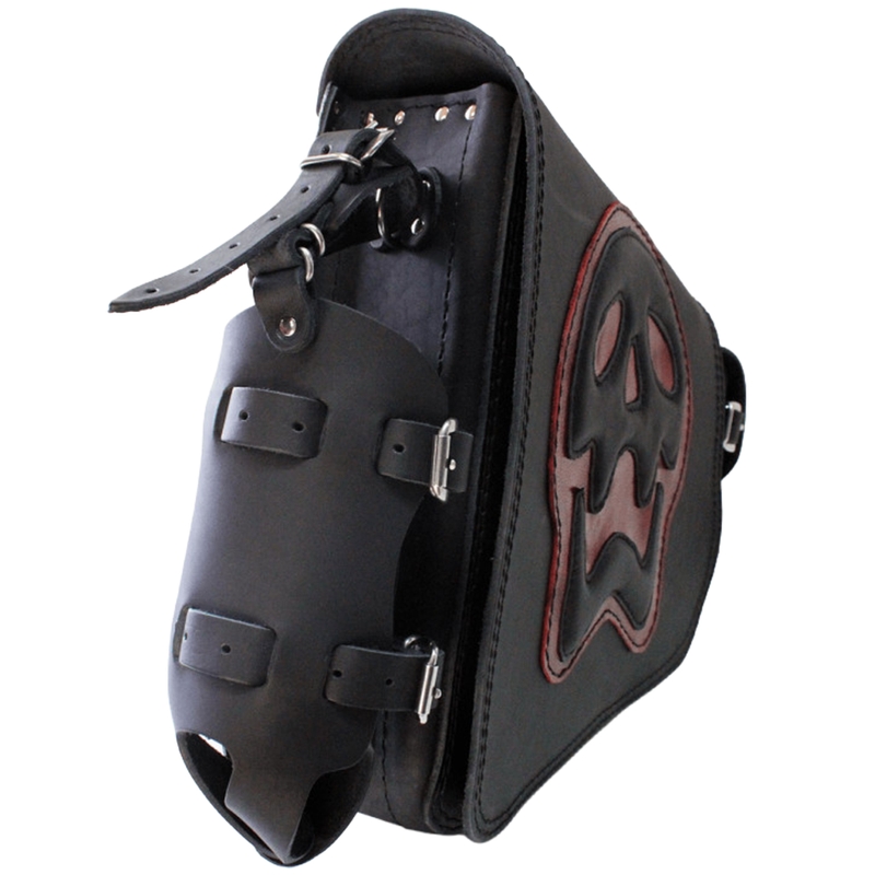 Læder motorcykeltaske RSA S493 Skull HD Softail sort-rød