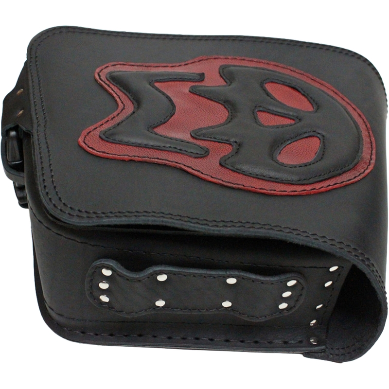 Læder motorcykeltaske RSA S493 Skull HD Softail sort-rød
