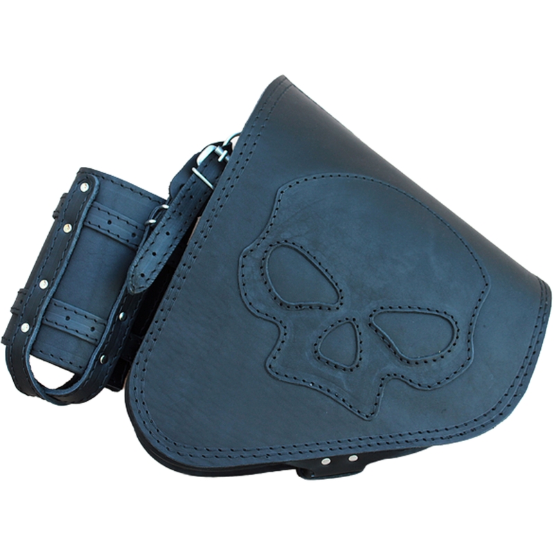 Læder motorcykeltaske RSA S63 Skull HD Softail sort