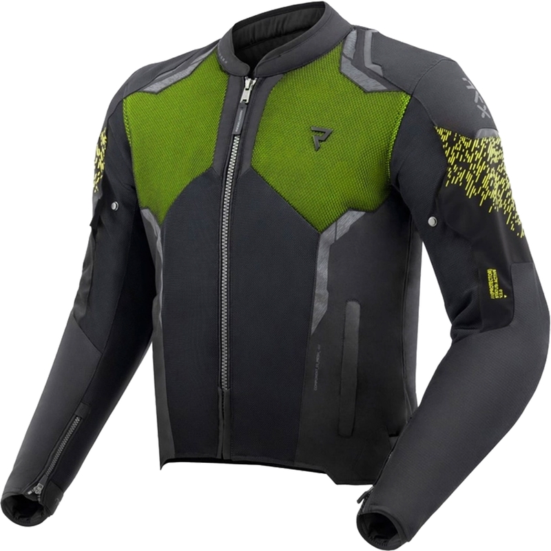 Motorcykeljakke Rebelhorn Jax sort-fluogul