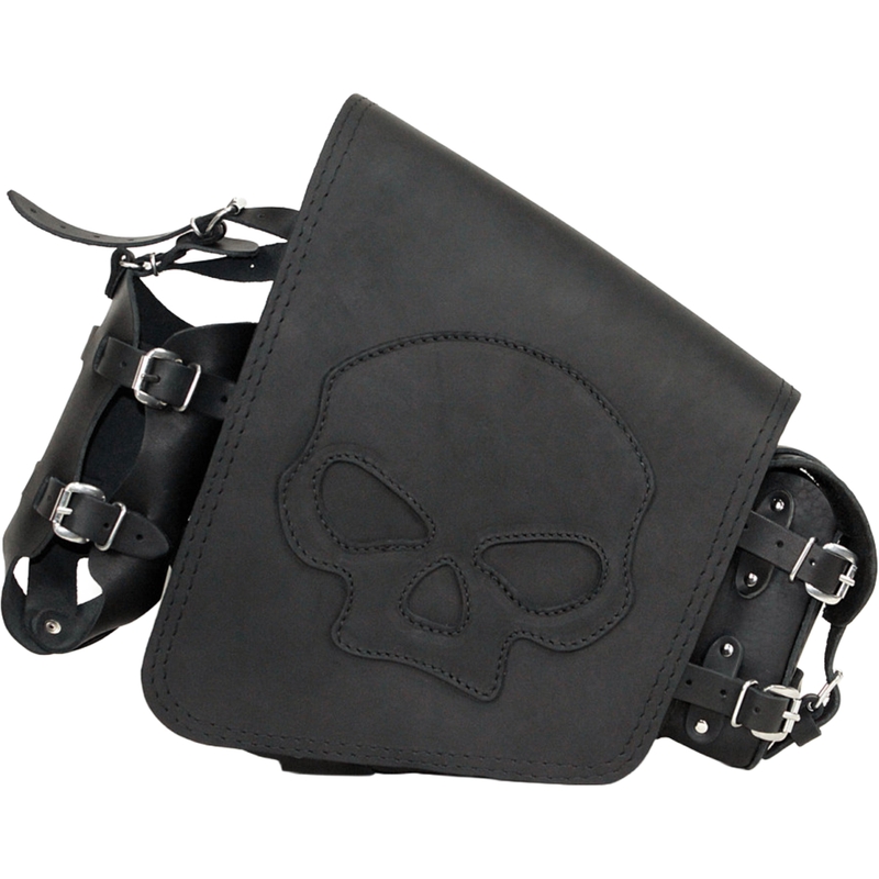 Læder motorcykeltaske RSA S494 Skull HD Softail sort