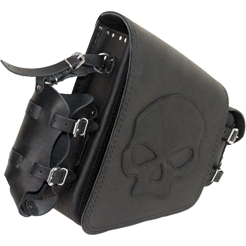Læder motorcykeltaske RSA S494 Skull HD Softail sort