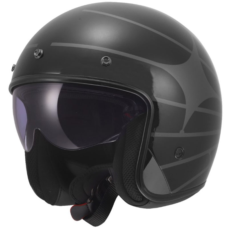 Åben motorcykelhjelm LS2 OF601 Bob II Cosmic blank sort-grå