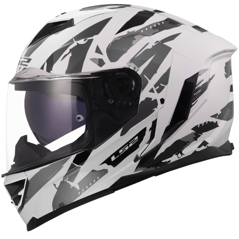 LS2 FF818 Storm III Kaos full-face motorcykelhjelm hvid-grå