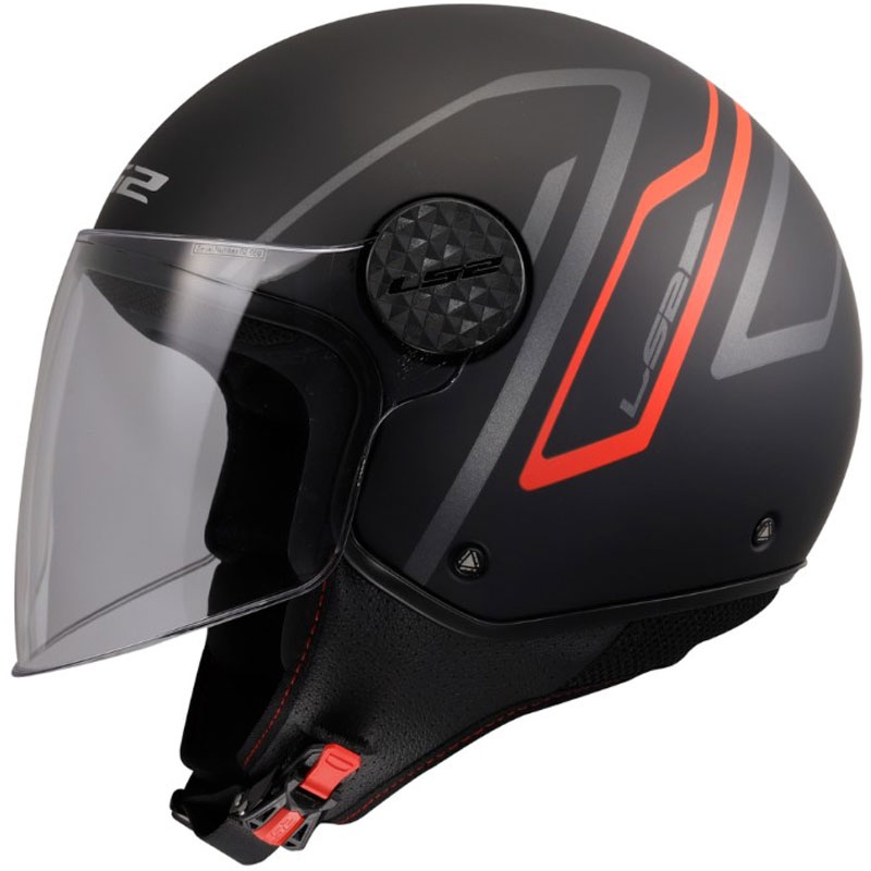 Åben motorcykelhjelm LS2 OF558 Sphere Lux II Minimum sort-rød