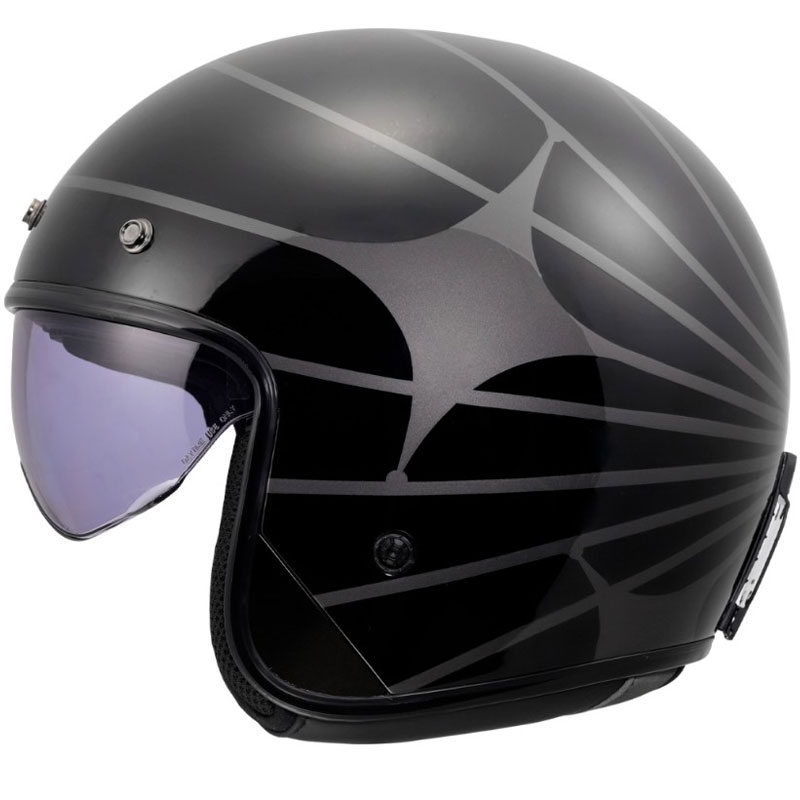 Åben motorcykelhjelm LS2 OF601 Bob II Cosmic blank sort-grå