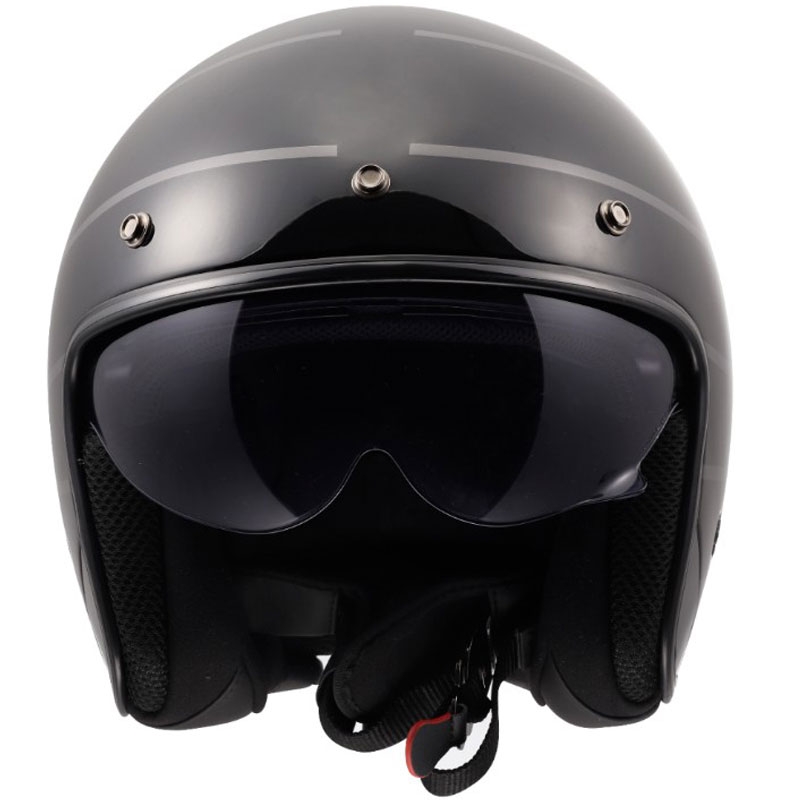Åben motorcykelhjelm LS2 OF601 Bob II Cosmic blank sort-grå