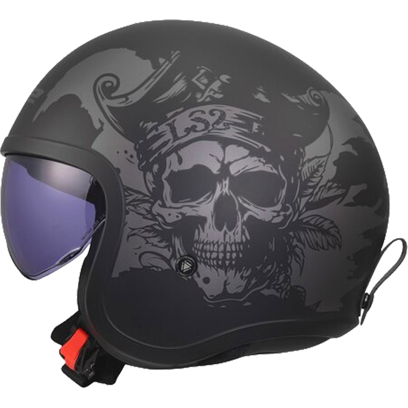 Åben motorcykelhjelm LS2 OF599 Spitfire II Willy mat sort-grå